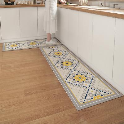 China Wholesale Eco-Friendly Custom Washable Printed PVC Waterproof Soft Anti-slip Mat Kitchen Floor Oil-proof Leather Mat for sale