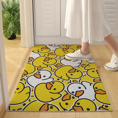 China Washable Cartoon Anti Slip PVC Printed Round Rubber Coil Flooring Door Mat for sale