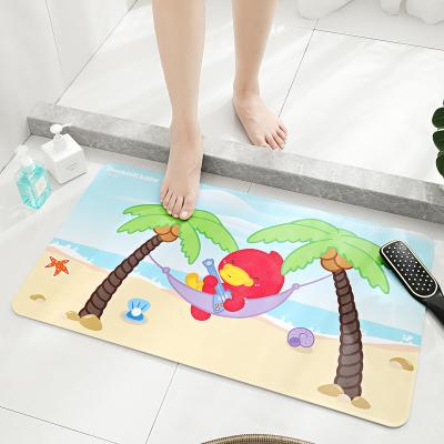 China Viable Custom Amazon Cartoon Printing Anti Slip Suction Tub Mat Plastic PVC Bathroom Floor Shower Bath Mat for sale