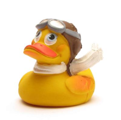 China TOY Pilot Bath Rubber Floating MODEL Duck Shape Plastic Squeaky Vinyl Toy Stress Vinyl Toy for sale