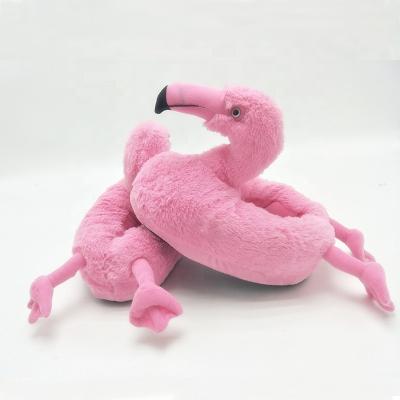 China Custom Stuffed Animal Toy OEM Flamingo Lightweight Warm Stuffed Pink Winter Fat Slippers for sale