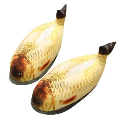 China Lightweight Soft Winter Warm Stuffed Custom Design Plush OEM 3D Fish Shaped Slippers for sale