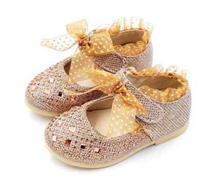 China Lovely Cotton Fabric Bowknot Baby Princess Dancing Shoes for sale