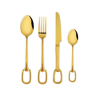 China Good Quality 304 Stainless Steel Wedding Gold Flatware Set Luxury Flatware Set Knife and Fork Spoon with Gift Box for sale