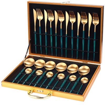 China Sustainable Hot Sale Stainless Steel Matte 304 Gold Cutlery Set 24 Pieces for sale