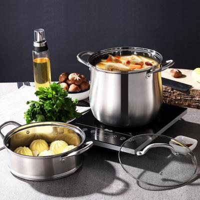 China Durable Food Service Bouillon Stock Pot Stainless Steel Food Couscous Pot With Steamer Dish for sale