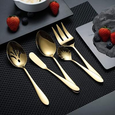 China Viable Polishing Titanium Gold Cutlery Set Dinnerware Set Spoon Knife Fork Teaspoon Wedding Picnic Reusable Elegant Event for sale