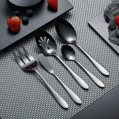 China Sustainable 5pcs Wedding Royal Reusable Black Cutlery Set Stainless Steel Kit Box for sale