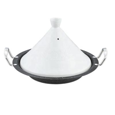 China Non-Stick Moroccan White Ceramic Black White Ceramic Induction Pot Tagine Stainless Steel Metal Tagine Marble Coating for sale