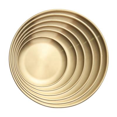 China 304 Stainless Steel Series Food Tray Dish Viable Colored Dishes For Restaurant Food Serving Metal Plate Bowl Matte Gold for sale