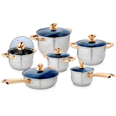 China Sustainable Factory Supplier Italian Korea Casserole Set 304 Stainless Steel Non-Stick Cookware 12 Pieces for sale