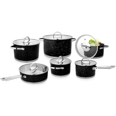 China 2021 New Arrival 12pcs Sustainable Stick Pot Cookware Non Cooking Set Stainless Steel With Casserole Pan Frying Pan for sale