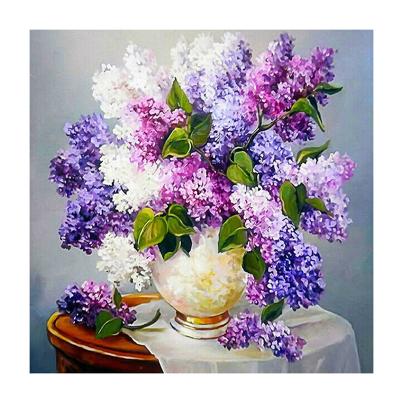 China Diy Diamond Painting Vase Of Violet Modern Flower Diamond Embroidery Full Drill Round European Home Decor for sale