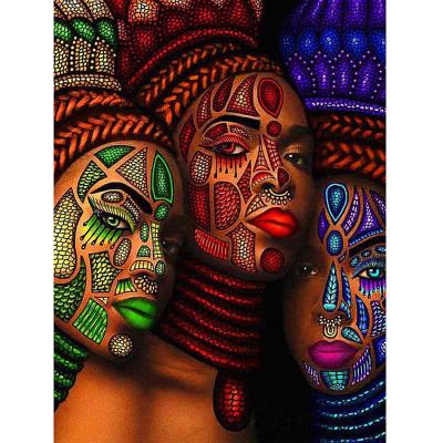 China Modern Living Room Diamond Embroidery Wall Art For Diy 5d Diamond Painting Kit Three African Women Rhinestones for sale