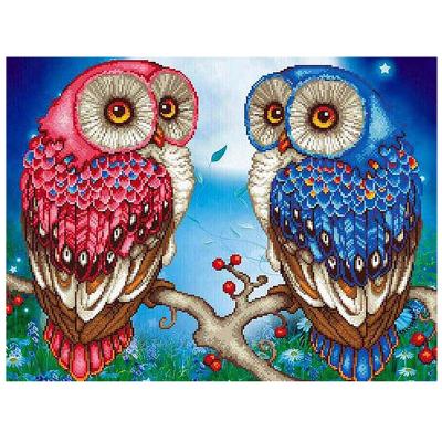 China Animal Mosaic Kit Picture Wall Home Decor Modern Diy Diamond Painting 2 Owl Cross Stitch Full Round Drill for sale