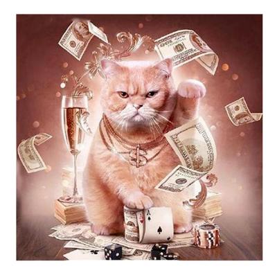 China Modern 5d Diy Diamond Painting Cat Dollar Full Drill Cross Stitch Rhinestone Embroidery Mosaic Decor for sale