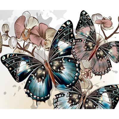 China Full Picture Modern Art Diamond Wall Art Decor Of Diy 5d Diamond Painting Colorful Butterflies And Drill Flowers for sale