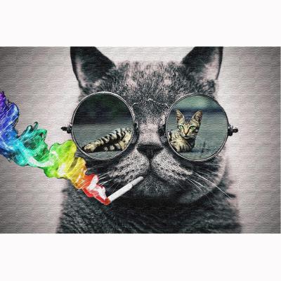 China Modern Diy 5d Diamond Painting Smoking Cool Cat With Sunglasses Picture Diamond Embroidery Home Decor Mosaic Gift for sale