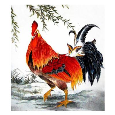 China Home Decor Drawing Picture Of Diamond Embroidery On Canvas Diy Art Of Full Drill Modern Round Rooster Diamond Painting Wicker And Proud for sale