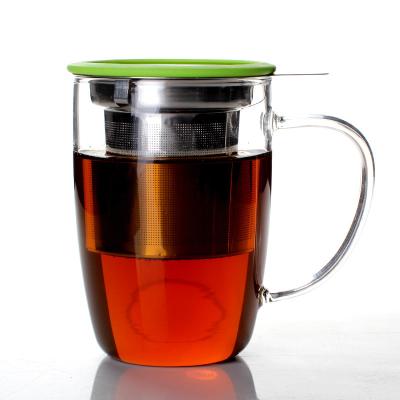 China 2019 New Amazon Viable Hot 16-Ounce Leaf Tea Glass Mug with Infuser and Lid for sale