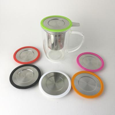 China Sustainable Soft On Go Infusion Glass Mug For Tea , Stainless Cover for sale