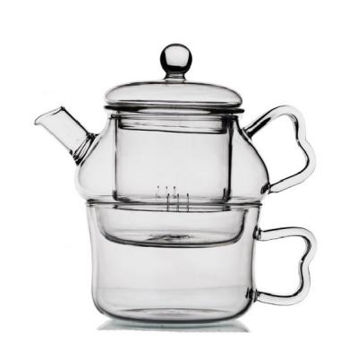 China Sustainable Funky Small 200ml Pyrex Glass Tea Set With Cup for sale