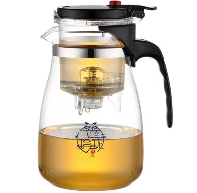 China 17oz Sustainable Borosilicate Glass Gongfu Patented Press Tea Cup Teapot With Filter for sale