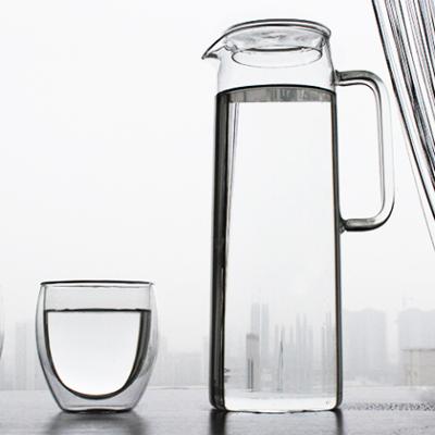 China Viable Glass Pitcher Wholesales 1300Ml Borosilicate Glass Water Jug Set With Lid for sale