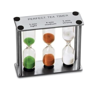 China Perfect Morden Deluxe Metal Tea Timer Three-in-One 3-4-5 Minute Sand Hourglass Timers for Kids, Classroom, Home Decor for sale