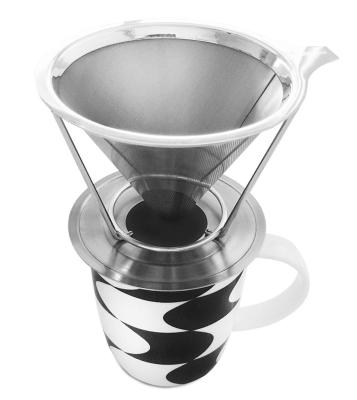 China Sustainable Paperless Pour Over Reusable Coffee Spout Stainless Steel Coffee Filter and Single Cup Coffee Maker for sale