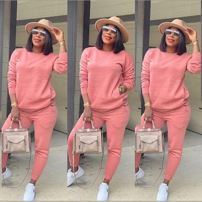 China 2021 New Sweet Autumn Two Piece Sets Tracksuit Women Jogger Suit 2 Piece Long Sleeve Pants Set Sport Casual Cotton Solid Colors for sale