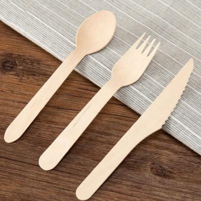 China For Food ECO Disposable Wooden Cutlery Set With Independent Packing For Safety And Hygiene Spoon Knife Fork for sale