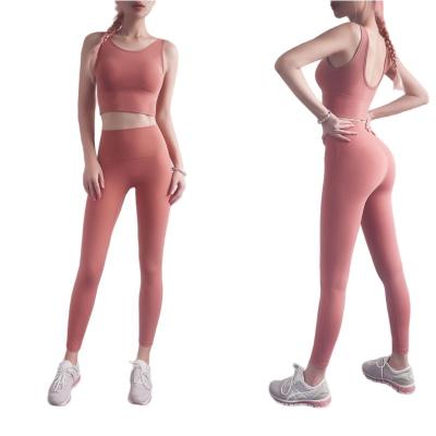 China High Quality Breathable Custom Colored Yoga Fitness Suit Women Shaping All Set Two Piece Wrapped High Waist Yoga Vest Tights for sale