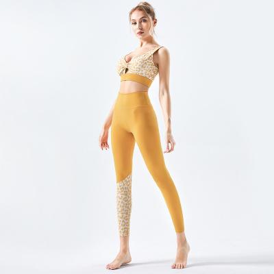 China Breathable Fashion Sexy Leopard Print Yoga Clothes Set Autumn And Winter High Waist Fitness Clothing Female Wear Plus Size Yoga Set for sale