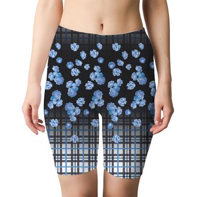 China High Waisted Breathable Polyester Running Spandex Custom Yoga Workout Cycling Hiking Floral Print Biker Shorts For Women for sale