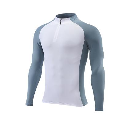 China Wholesale Breathable Custom Logo Quick Dry Long Sleeve Sports Shirts Men Quarter Zipper Fitness Tops Tennis Running Training Clothes for sale