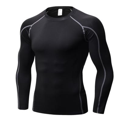 China Breathable Warm Custom Wicking Stretch Men Quick Dry Fitness Tops Long Sleeve Active Wear Tight Sports Running Training T Shirt for sale