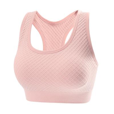 China High Quality Breathable Rhombus Shaped Mesh Gathered Chest Yoga Fitness Running Shockproof Seamless Steel Ring Elastic Sports Underwear for sale