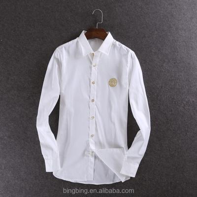 China Anti-pilling fancy design men's shirt with embroidery logo for sale