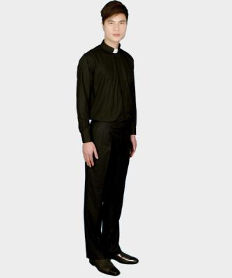 China Anti-Pilling Long Sleeve Men's Black Clergy Shirts for sale