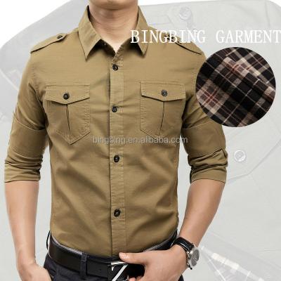 China Anti-pilling latest design for mens pilot shirt double shoulder pads pockets for sale