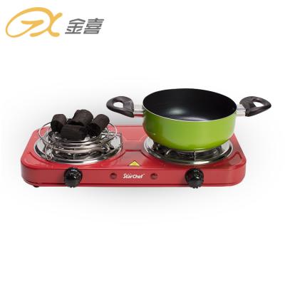 China 2000w Outdoor Multifunctional Double Burner Heating Coil Electric Stove For Cooking for sale