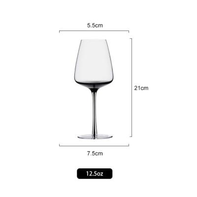 China Single High End Luxury Lead Free Crystal Blown Smoke Sublimation Hand Custom Gray Red Wine Goblet Glasses for sale