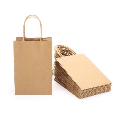 China Custom Recyclable Your Own Logo Restaurant Brown Kraft Merchandise Food Take-Out Paper Bag With Twist Handles for sale