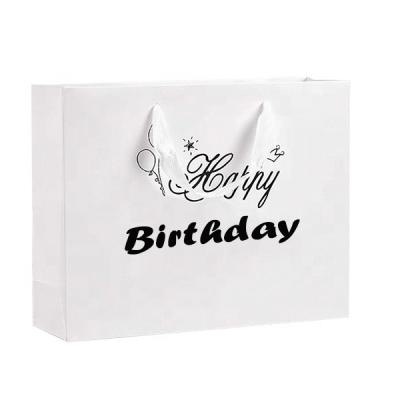 China Recyclable Custom Print Your Own Birthday Letters Logo Paper Gift Bag White Multi Size Packaging for sale