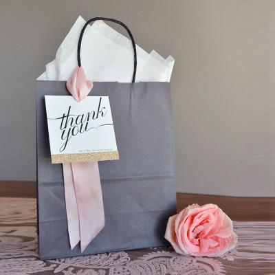 China Recycled Materials Thank You Paper Gift Shopping Packaging Pink Bag With Logo Custom Kraft Paper Recycle Paper for sale