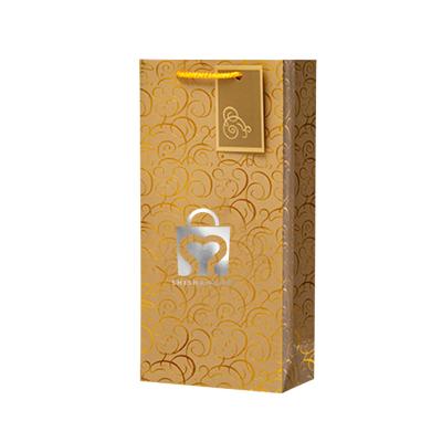 China Medium Size Gold Card Recyclable Custom Luxury Silver Foil Printed Logo Wine Paper Packaging Bag for sale