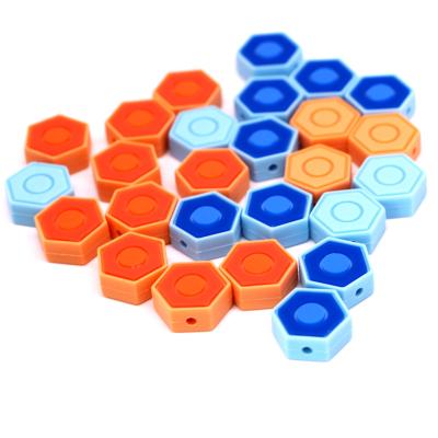 China New Products Fruitful Mixed Color Decoration Fashion Round Bulk Hexagon Abacus Teething Food Grade Silicone Bead Wholesale for sale