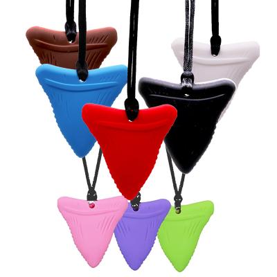 China Soft Sensory Toy Silicone Shark Tooth Chew Necklace Pack For Kids With Teething Bite Toys Necklace For Baby Kid Adults With Autism ADHD for sale