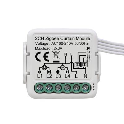 China Wifi Tuya Smart Life Zigbee 2 Channel Curtain Switch Module For Blind Roller Shutter Motor for sale